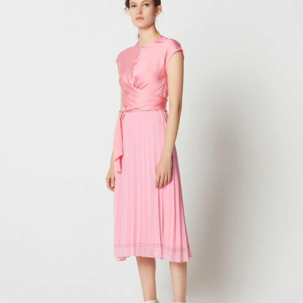 Sandro Jaynce Pink Pleated Midi Wrap Dress